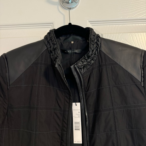 NWT Elie Tahari quilted leather jacket. - Picture 2 of 4